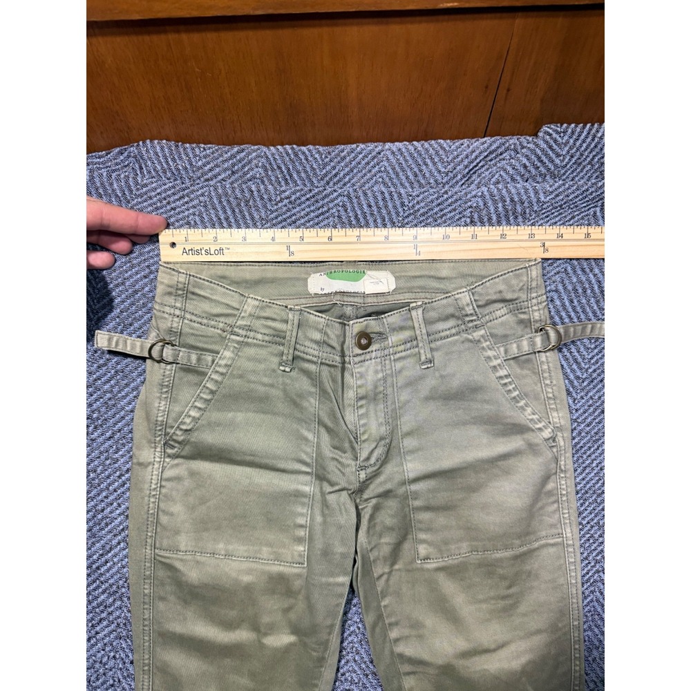Anthropologie Pants Womens 24 Petite Army Olive Green Military Fatigue - Picture 4 of 6